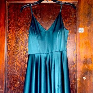 Long emerald green dress